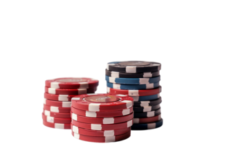 Stacked poker chips in a pile isolated on transparent background for gambling theme