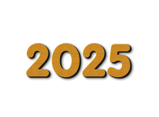 Happy New Year 2025 Golden 3D numbers with PNG Background