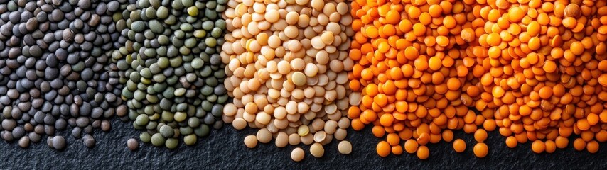 Fototapeta premium A vibrant assortment of lentils in various colors, showcasing the diversity and nutritional richness of this superfood.