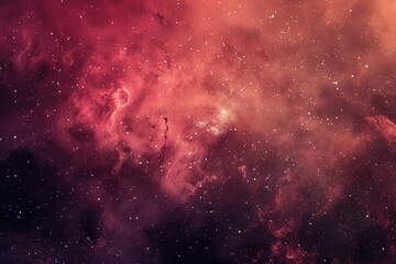 A Red Nebula with Scattered Stars in a Vast Cosmic Landscape