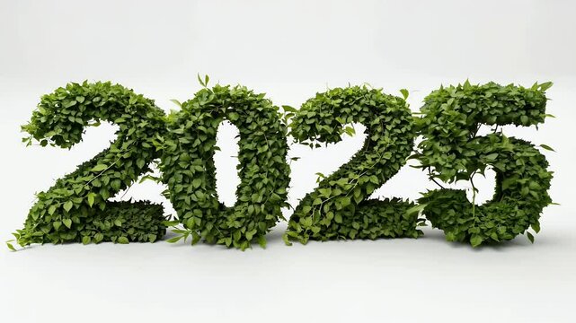 Ivy vines forming number 2025 highlighting nature growth 3d video represents ecofriendly values prosperous New Year perfect environmental Year&rsquo;s marketing holiday christmas event text letter lawn