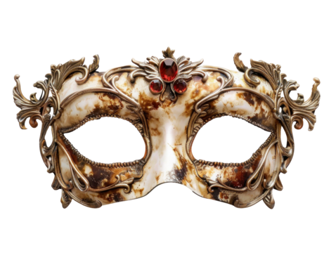 Elegant Ornate Decorative Mask with Red Gems