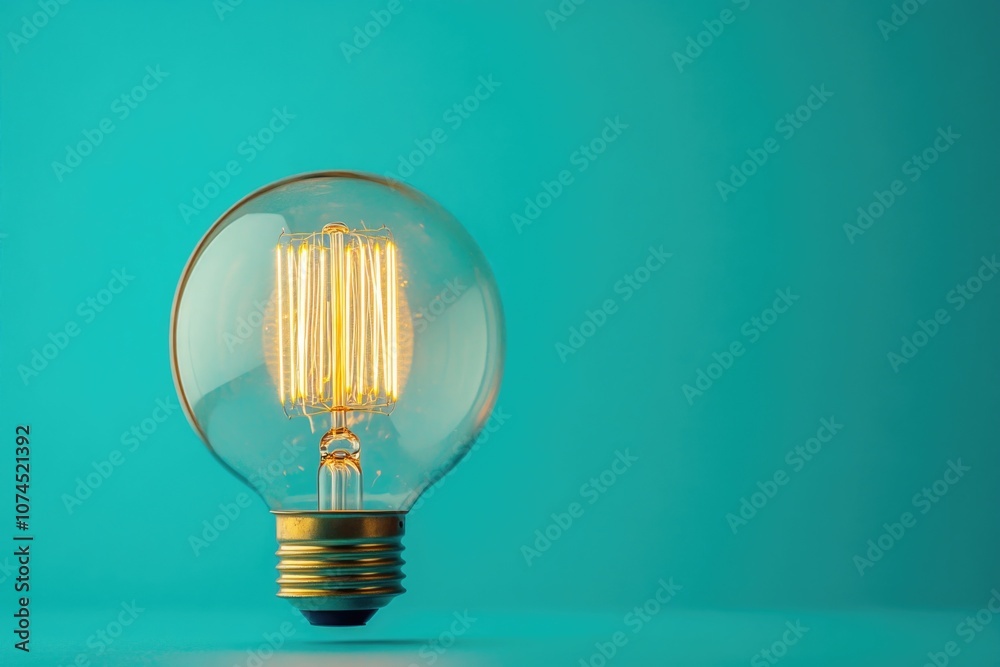 Poster a single light bulb sits on top of a table