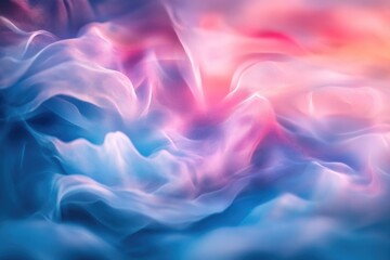A close-up view of swirling blue and pink smoke
