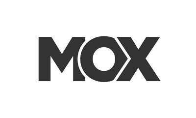 MOX logo design template with strong and modern bold text. Initial based vector logotype featuring simple and minimal typography. Trendy company identity.