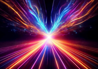 abstract rays of light on a dark background. 3d rendering