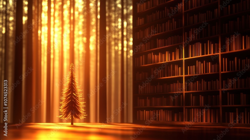 Poster Light filters through trees to enrich the library's atmosphere
