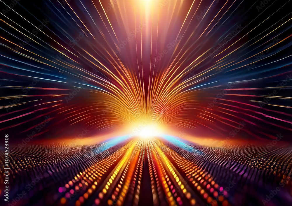 Aufkleber abstract background with rays of light and bokeh effect.