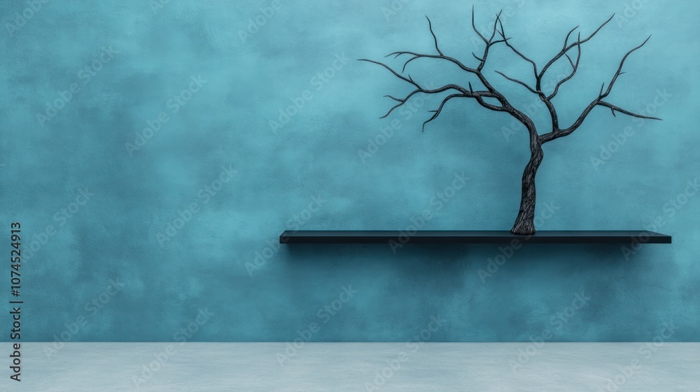 Poster elegant artistic tree display enhances minimalist interior design