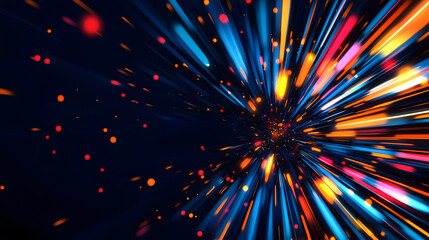 Vibrant explosion of colorful light rays