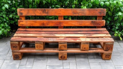 Fototapeta premium Create a stylish outdoor bench using reclaimed wood pallets