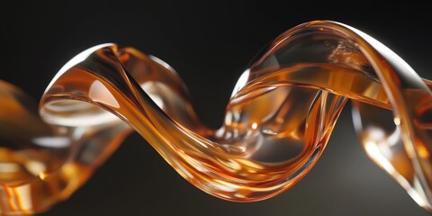 A close-up view of a glass object against a dark background