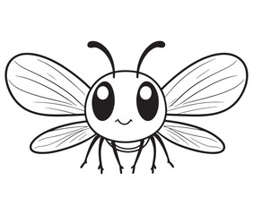 Fototapeta premium Bee cartoon character, Firefly outline icon