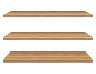 Three Stylish Wooden Shelves Designed for Storage and Display Purposes in Any Room