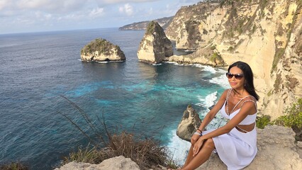 woman in a white dress in diamond beach