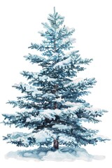 Fototapeta premium A serene snowy scene with a pine tree, perfect for winter or nature themes