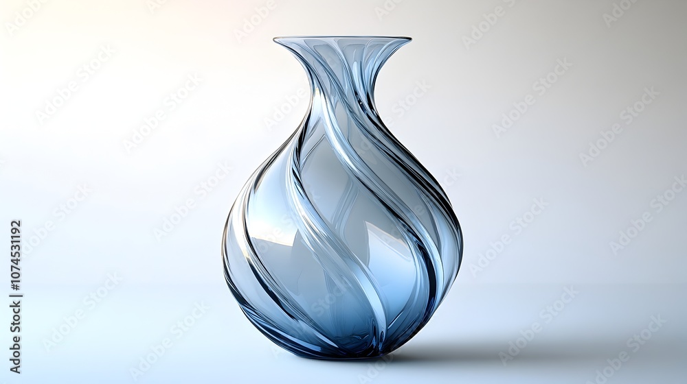 Poster a contemporary and elegant glass vase with a striking,sculptural angular design,showcased against a 