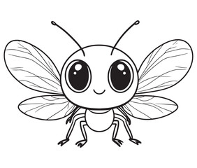 Fototapeta premium Bee cartoon character, Firefly outline icon