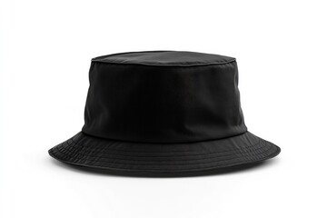 A simple black hat sitting on a clean white background