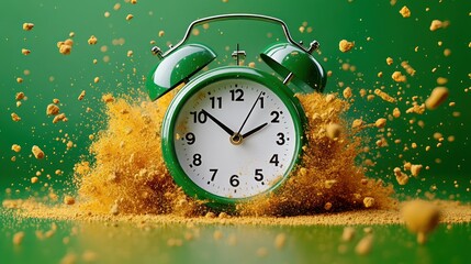 Time flies as vibrant clock bursts with colorful sand