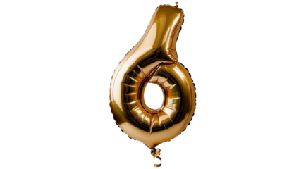 Golden foil number six Balloon 3d model for Celebrations or invitations