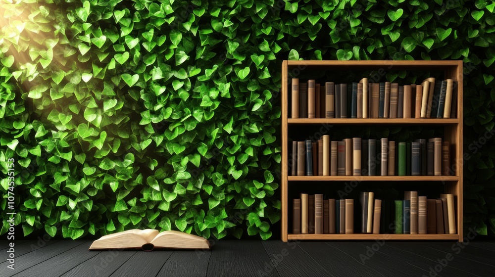 Aufkleber create a cozy reading nook with books and greenery