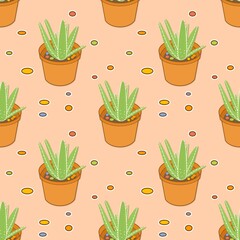 seamless pattern with aloe vera