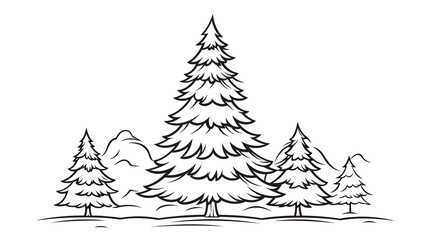 Fototapeta premium Christmas tree. New Year's and Christmas designs drawn on white background