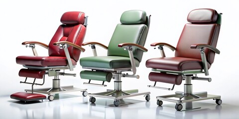 Fototapeta premium Set of Isolated Medical Chairs on a Transparent Background for Healthcare Design and Marketing Projects, Showcasing Ergonomic Features and Modern Aesthetics