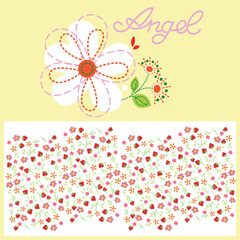 slogan text with flower image for kids t-shirt. vector illustration