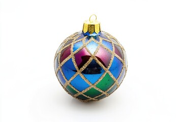 A colorful Christmas ornament on a white background