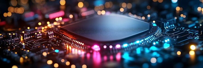 Obraz premium Captivating Circuits:A Visually Striking of Technological Innovation and Digital Interconnectivity,showcasing the intricate patterns,luminous designs.