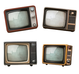 Retro TV boxes cut out with frame screen cut out