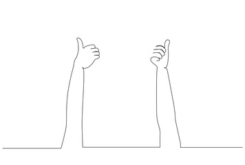 people arms okey like accept approval thumb sign make showing one line art design vector
