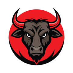 Isolated Bull Head Vector Illustration - Powerful Silhouette with Horns for Rustic, Western, and Bold Wildlife Designs