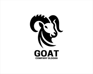 Silhouette Goat Logo Design Icon Symbol Vector Template. Black Goat Head Logo Vector Illustration 