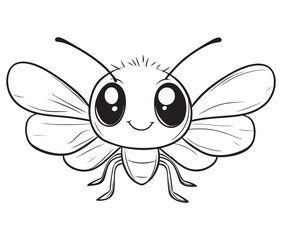 Fototapeta premium Bee cartoon character, Firefly outline icon