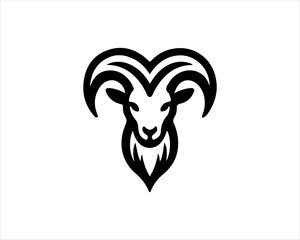 Silhouette Goat Logo Design Icon Symbol Vector Template. Black Goat Head Logo Vector Illustration 