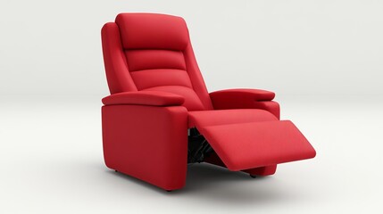 Red cozy cinema armchair with comfortable elbow rests 3D rendering