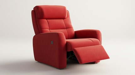 Red cozy cinema armchair with comfortable elbow rests 3D rendering