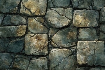 Fototapeta premium A Close-up of a Weathered Stone Wall with Irregular Shapes