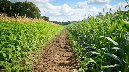 Naklejka premium A close-up of a field with cover crops, showing the benefits of soil protection and weed suppression.
