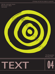 Vibrant design poster featuring dynamic movement-inspired elements doodle retro banners, festival covers, and minimalist media with Brutalist style pastel color high contrast sample poster aesthetic