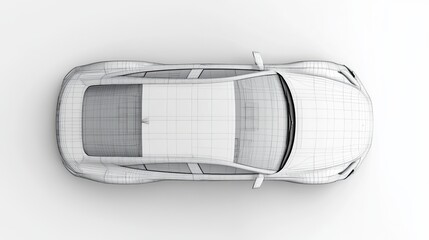 Top view of a car in wireframe