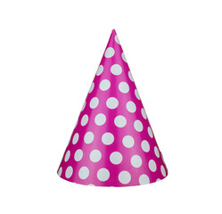 Pink party hat isolated on white background. birthday party accessory