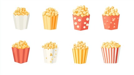 Vector icon of a popcorn snack isolated on a white background