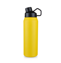 yellow Water bottle isolated on white background