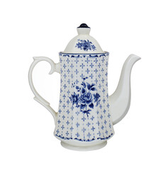 Fototapeta premium antique hand-painted ceramic teapot isolated on white background