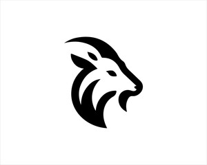 Silhouette Goat Logo Design Icon Symbol Vector Template. Black Goat Head Logo Vector Illustration 