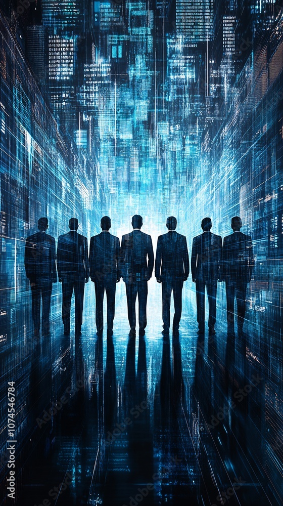 Leinwandbilder A business team in a video conference with colleagues displayed on a large screen symbolizing remote teamwork and modern work environments with side empty space for text Stockphoto style